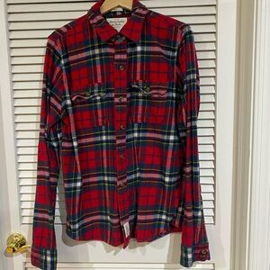 Abercrombie & Fitch Red and Blue Plaid Flannel Shirt